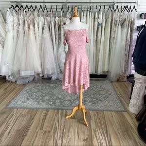 High-Low Pink Lace Dress